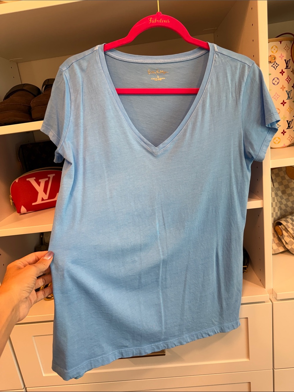 Lilly Pulitzer Meredith Light Blue V-Neck Short Sleeve Tee